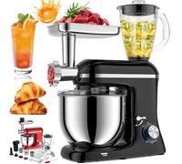 Mixeur Multifonction Professionnel 1400 W avec Bol De 5,5 L, 6 Vitesses, Protection Anti-Éclaboussures, Mixeur À Jus Et Hachoir À Viande pour des Tâches De Cuisine Efficaces, Noir