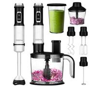 Mixeur plongeant 1500W ZEEGMA HANDY CHEF + FOOD PROCESSOR Mixeur en acier inoxydable Bâton de mixage Pied à purée Fouet Crochet mélangeur SET 8 in 1