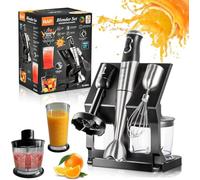 Mixeur Plongeant 5-en-1 avec Accessoires, Mixeur à Main 2 Vitesses pour Cuisine, Fouet, Hachoir et Tasse