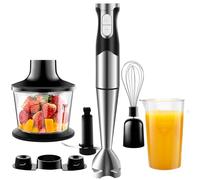 6 en 1 Mixeur Plongeant Puissant 1200W Vitesse Réglable Mélangeur à Main Multifonction en Acier Inoxydable avec Fonction Anti-éclaboussures pour Mélanger les Légumes les Glaces et de la Confiture etc