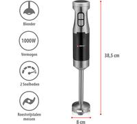 alpina Mixeur Plongeant HB6700F-N - Mixer Cuisine avec Verre Doseur 700ML - 1000W - Fonction Turbo - Sans BPA - Acier inoxydable - Noir/Argent