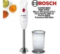 Mixeur plongeant CleverMixx MSM24100 - BOSCH - 400W - Pied détachable inox - 1 vitesse - Bol mixeur