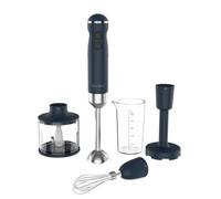 TERRAILLON - NEW MOON- Mixeur plongeant Electrique, Lames Inox, Fonction Turbo, 1000W, VItesse variable, Gobelet doseur, fouet inox, Hachoir 600 ml, Presse purée, Corps Inox peint, Bleu
