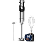 Mixeur plongeant haute puissance Megawise - Puissance maximale, accessoires 3 en 1 (mixeur, fouet, mousseur), design ergonomique, 12 vitesses réglables (noir)