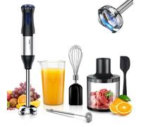 Mixeur Plongeant Professionnel 1000W, 6 en 1 Mixeur Blender Électrique 5 Vitesses avec Fouet, Hachoir, Presse Puree et Verre Doseur