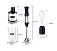 Mixeur plongeant - PRUMYA - 1000 W - 4 lames QuattroBlade Pro - 5 vitesses - Accessoires inclus