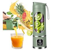 Mixeur portable 450 ml, mini blender rechargeable avec écran LED et 12 lames, appareil compact pour smoothies, sports, voyages et utilisation en plein air en déplacement (vert)