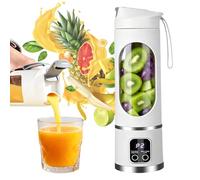Mixeur portable 450 ml, mini blender rechargeable avec écran LED et 12 lames, machine à smoothie compacte pour shakes, sport, voyage et utilisation en plein air en déplacement (blanc)