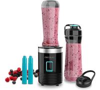 Mixeur Portable Individuel Power Titanium 300 Easygo. 350W,Pile La Glace,Lames À 4 Branches,Revêtement En Titane Noir,Comprend 2 Tubes Réfrigérants,2 Gobelets Portables Et 2 Couvercles