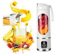 Mixeur Portable Pour Smoothie, 450ML Mixeur Portable USB, Blender Portable Smoothie 12 Lames Tranchantes écran LED, Mini Blender Smoothie pour le sport les voyages et la cuisine (Blanc)