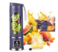 Mixeur portable Smoothie Maker, mini mixeur à emporter 450 ml, rechargeable, gobelet avec écran LED, 12 lames, blender portable pour milkshake, jus, smoothie (2 - violet)