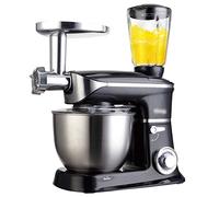 Mixeur sur socle 3 en 1, 6,5 L, 1 300 W, robot culinaire électrique 6 vitesses, avec crochet pétrisseur, fouet, batteur et hachoir à aliments, noir