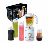 Mixeur sur socle - N'OVEEN - 500W - Lame à 6 bras - 3 bouteilles sans BPA - Blanc