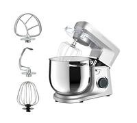 Mixeur sur socle professionnel 11 L avec agitateur, crochet pétrisseur, batteur à œufs, tête inclinable 1 700 W, appareil de cuisson multifonction réglable à 6 vitesses, table de travail