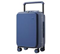 mixi Valise à bagages avec poche avant pour ordinateur portable, large poignée, valise de voyage à roulettes, cadre en aluminium, roues pivotantes et serrure TSA, bagage à main, bleu saphir, 20-inch