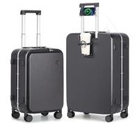 mixi Valise rigide à roulettes avec roue tournante et serrure TSA avec porte-gobelet pour téléphone portable, Gris roche, 2-Piece Set (20/26), Élégant et durable