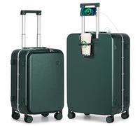 mixi Valise rigide à roulettes avec roue tournante et serrure TSA avec porte-gobelet pour téléphone portable, Vert foncé., 2-Piece Set (20/26), Élégant et durable