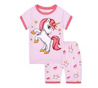 MIXIDON Filles Girafe Ensemble 2 Pièces Bien serré Coupe étroite Pyjama 100% Coton(8 Ans,Rose.)