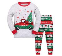 MIXIDON Pyjama de Noël pour Filles et Garçons 100% Coton,Rennes de Noël 2,8 Ans