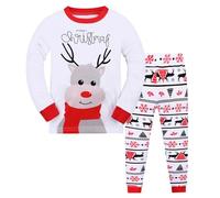 MIXIDON Pyjama de Noël pour Filles et Garçons 100% Coton,Rennes de Noël 3, 9 Ans