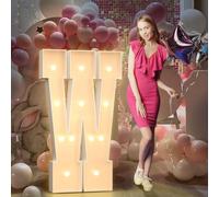 Mixifox 120cm Jaune Lettre Lumineuse,Lettres Lumineuses Géantes de Pour la Décoration D'Anniversaire,Decoration Anniversaire,Grandes Lettres Pour Les Événements de Fiançailles,Lettre W