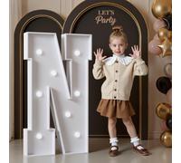 Mixifox 90cm Blanc Lettre Lumineuse,Lettres Lumineuses Géantes de Pour la Décoration D'Anniversaire,Decoration Anniversaire,Grandes Lettres Pour Les Événements de Fiançailles,Lettre N