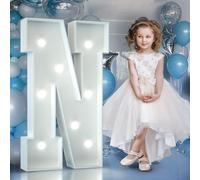 Mixifox 90cm Blanc Lettre Lumineuse,Lettres Lumineuses Géantes de Pour la Décoration D'Anniversaire,Decoration Anniversaire,Grandes Lettres Pour Les Événements de Fiançailles,Lettre N