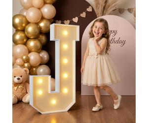 Mixifox 90cm Jaune Lettre Lumineuse Geante J | Géantes de Pour la Décoration D'Anniversaire, Decoration Anniversaire, Événements de Fiançailles 20 Pcs Accessory Set