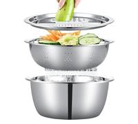 Mixing Bowls - Shredding Nesting Basin for Baking | Stainless Steel with Polished Finish, Food Storage Tool, Salad Dough Meal Prep Aid, Serving Rinsing Accessory, Kitchen Home Restaurant Cooking Gear