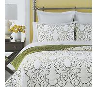 mixinni Parure de lit réversible 3 pièces en Coton avec taies d'oreiller décoratives brodées - Vert - King Size