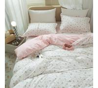 mixinni Petite housse de couette à imprimé floral, ensemble complet de housse de couette en coton doux, rose, réversible, blanc, housse de couette avec fermeture éclair, 4 attaches d'angle pour fille,