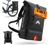 MIXIRL Sacoche de vélo 3 en 1 pour porte-bagages avec sac à dos 100 % étanche 30 l I Compartiment isotherme I Sac de porte-bagages réfléchissant Sac de selle pour vélo