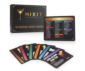 MIXIT Lot de 50 cartes de recettes de cocktail populaires allemands avec illustrations, ingrédients et histoires | Cartes de qualité supérieure et durables pour les amateurs de cocktails