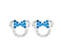 MixiuEuro filles souris boucles d'oreilles, argent sterling 925 améthyste vert bleu CZ zircone micky boucles d'oreilles bijoux cadeau pour enfant de filles, Argent sterling, Zircone cubique