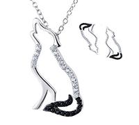 MixiuEuro Parure collier et boucles d'oreilles en forme de loup en argent sterling 925 et oxyde de zirconium - Cadeau pour les filles et les femmes