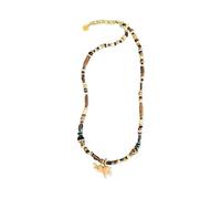 MIXIUJIEN Collier de perles bohème avec breloque éléphant en émail coloré - Pierre naturelle et perles en bois pour un look d'été superposé