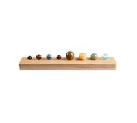 MIXIUJIEN Ensemble de collection huit planètes en cristal naturel avec présentoir en bois, spécimens minéraux pour enfants et adultes, cadeau unique d'astronomie et de géologie