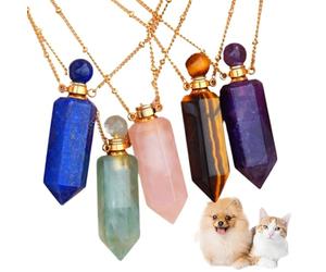 MIXIUJIEN Lot de 5 colliers commémoratifs en cristal pour cendres et fourrure - Bijoux souvenirs de compagnie éternels (5 pièces)