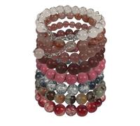 MIXIUJIEN Lot de bracelets variés pour femme - Perles naturelles, cordon réglable et bracelets dorés (mélange 2) (mélange 2)