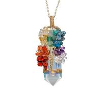 MIXIUJIEN Pendentif arbre de vie en cristal naturel - Collier point d'énergie enveloppé de fil métallique, breloque en pierre précieuse faite à la main, plusieurs variantes, One Size, Pas de gemme