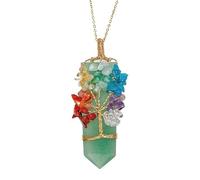 MIXIUJIEN Pendentif arbre de vie en cristal naturel - Collier point d'énergie enveloppé de fil métallique, breloque en pierre précieuse faite à la main, plusieurs variantes, One Size, Pas de gemme