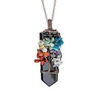 MIXIUJIEN Pendentif arbre de vie en cristal naturel - Collier point d'énergie enveloppé de fil métallique, breloque en pierre précieuse faite à la main, plusieurs variantes, One Size, Pas de gemme