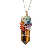 MIXIUJIEN Pendentif arbre de vie en cristal naturel - Collier point d'énergie enveloppé de fil métallique, breloque en pierre précieuse faite à la main, plusieurs variantes, One Size, Pas de gemme