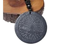 MIXIUJIEN Pendentif arbre de vie en shungite en pierre naturelle noire pour homme et femme, 50 % à 70 % de shungite de carbone