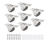 Mixizigoz Lot de 8 mini roulettes à profil bas de 1,3 cm - Roues auto-adhésives silencieuses en caoutchouc avec plaque en acier pour petits appareils de cuisine, tiroir, boîte de rangement, petits