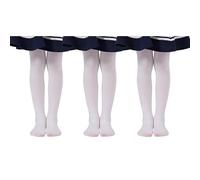MIXLAC Lot de 3 collants pour filles - Collants enfants en microfibre pour uniforme scolaire, ballet et usage quotidien - Âge 2-13 ans