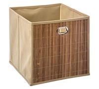 - Boîte de rangement design en bambou et tissu - Beige
