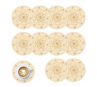 Mixnexorad Dessous De Verre,10 Pièces Set de Table en Bois,Motif Géométrique Dessous de Verre Isolant - pour Thé Café Maison Salle À Manger