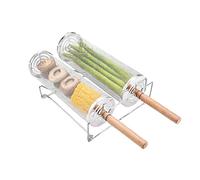 Mixnexorad Panier Roulant pour Grillade,Cage à légumes en acier inoxydable transportable - Paniers de Cuisson Gigognes pour BBQ,pour légumes crevettes frites camping pique-nique jardin arrière-cour