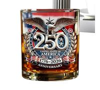 Mixnexorad Verre Old Fashioned - 300 ml 250e Anniversaire Commémoratif Patriotique Américain | 1776-2026 Verre à Whisky Gobelet - Pour Vin Cocktail Alcool Boisson Maison Cuisine Restaurant Fête Du